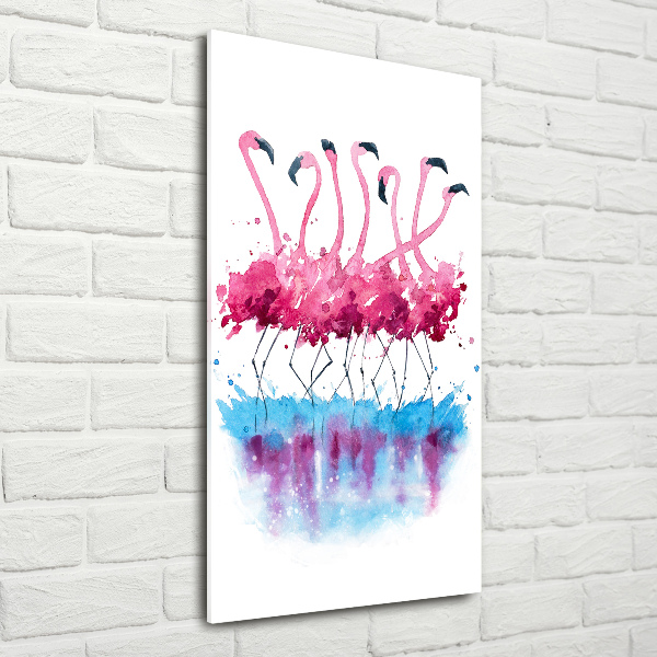 Tablou pe pe sticlă Flamingos