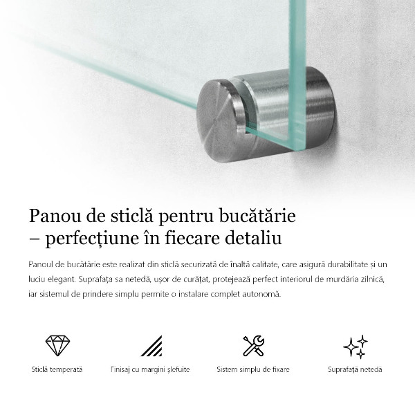 Sticlă pentru bucătărie transparentă