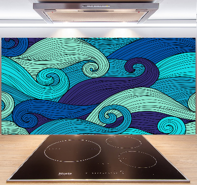 Sticlă bucătărie valuri abstracte