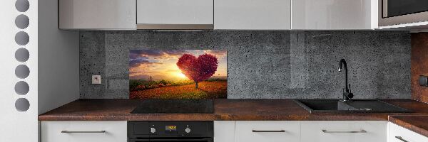Panou sticlă bucătărie Copac caseta de inimă