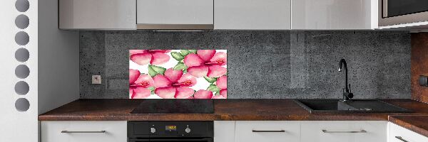 Panou sticlă bucătărie flori tropicale