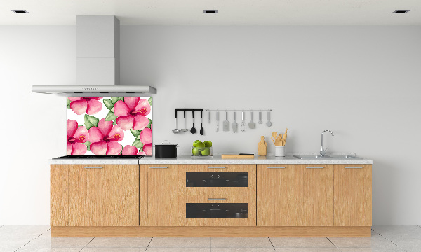 Panou sticlă bucătărie flori tropicale