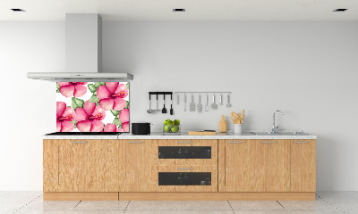 Panou sticlă bucătărie flori tropicale