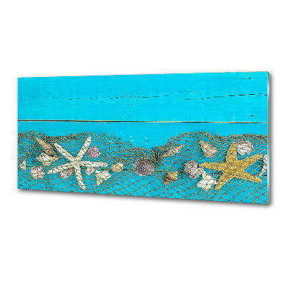 Panou sticlă decorativa bucătărie Starfish și scoici