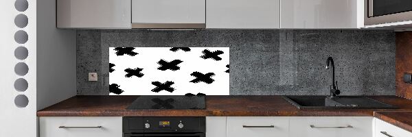 Panou sticlă decorativa bucătărie pata alb-negru