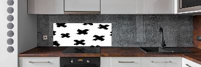 Panou sticlă decorativa bucătărie pata alb-negru
