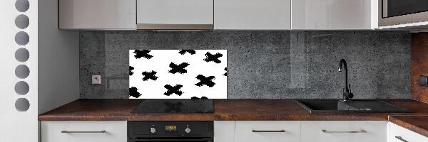 Panou sticlă decorativa bucătărie pata alb-negru