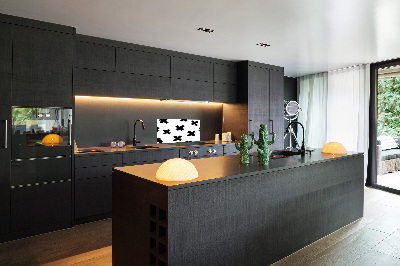 Panou sticlă decorativa bucătărie pata alb-negru