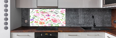 Sticlă pentru bucătărie model floral