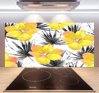 Panou sticla securizata bucatarie flori tropicale