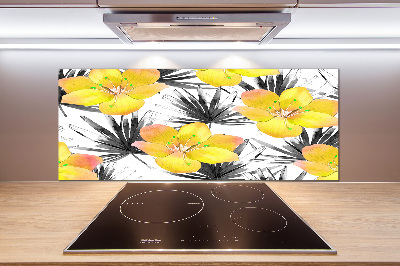 Panou sticla securizata bucatarie flori tropicale