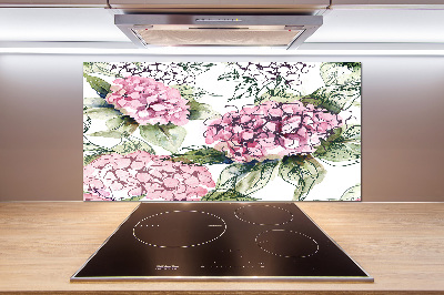 Panou sticlă decorativa bucătărie Hortensie