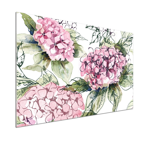 Panou sticlă decorativa bucătărie Hortensie