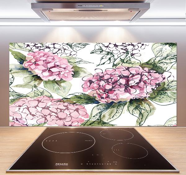 Panou sticlă decorativa bucătărie Hortensie