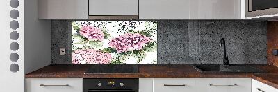 Panou sticlă decorativa bucătărie Hortensie