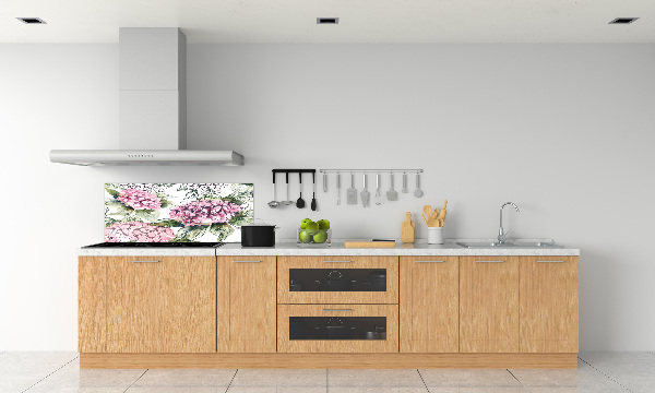 Panou sticlă decorativa bucătărie Hortensie