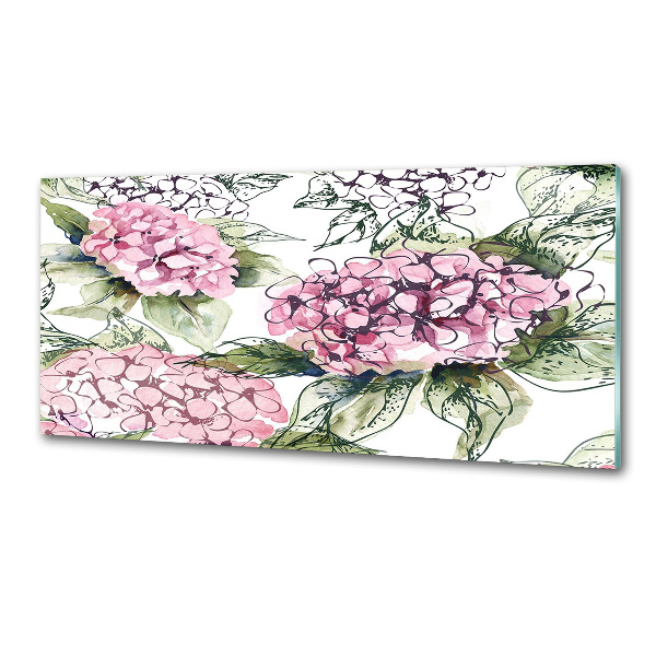 Panou sticlă decorativa bucătărie Hortensie
