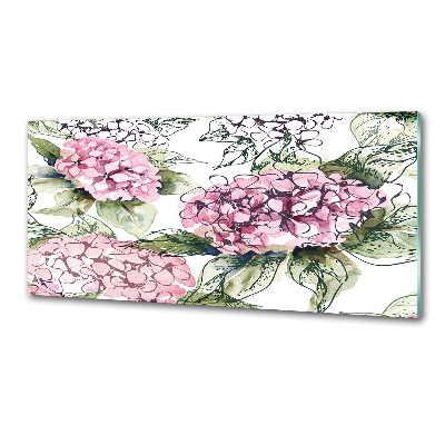Panou sticlă decorativa bucătărie Hortensie