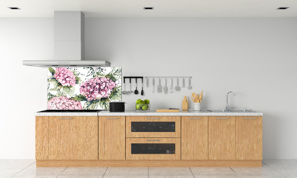Panou sticlă decorativa bucătărie Hortensie