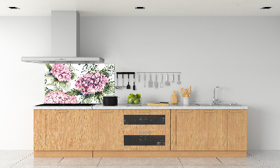 Panou sticlă decorativa bucătărie Hortensie
