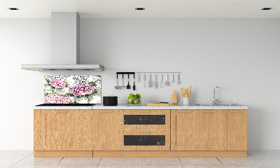 Panou sticlă decorativa bucătărie Hortensie