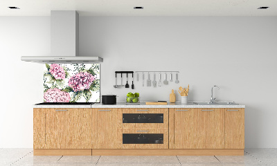 Panou sticlă decorativa bucătărie Hortensie