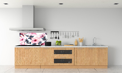 Panou sticlă decorativa bucătărie flori de hibiscus