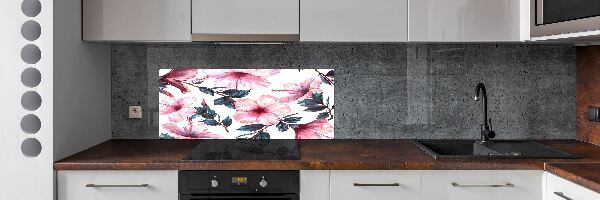 Panou sticlă decorativa bucătărie flori de hibiscus