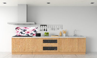 Panou sticlă decorativa bucătărie flori de hibiscus