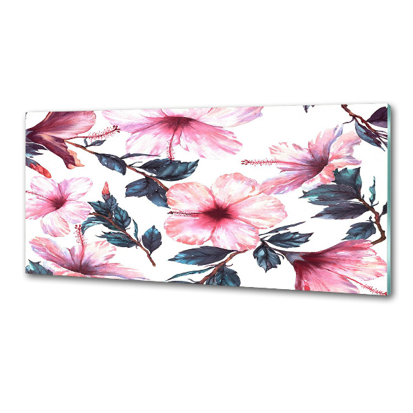 Panou sticlă decorativa bucătărie flori de hibiscus