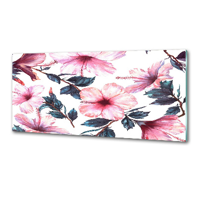 Panou sticlă decorativa bucătărie flori de hibiscus