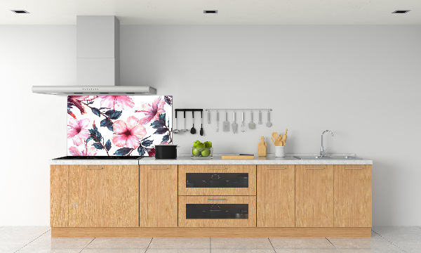 Panou sticlă decorativa bucătărie flori de hibiscus