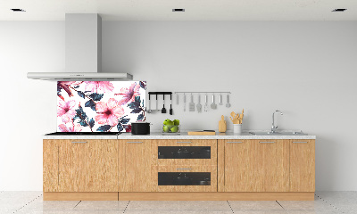 Panou sticlă decorativa bucătărie flori de hibiscus