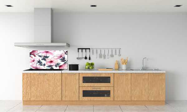 Panou sticlă decorativa bucătărie flori de hibiscus