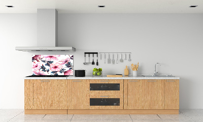 Panou sticlă decorativa bucătărie flori de hibiscus
