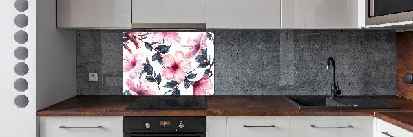 Panou sticlă decorativa bucătărie flori de hibiscus
