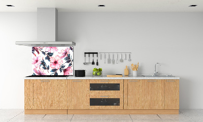 Panou sticlă decorativa bucătărie flori de hibiscus