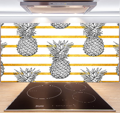 Panou sticlă decorativa bucătărie benzi de ananas