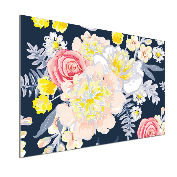 Panou sticlă bucătărie model floral