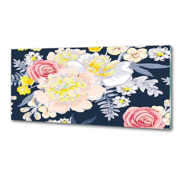 Panou sticlă bucătărie model floral