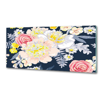 Panou sticlă bucătărie model floral