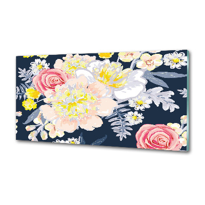 Panou sticlă bucătărie model floral