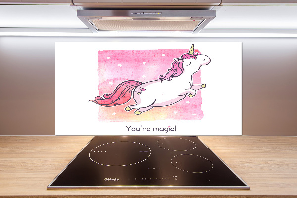 Panou sticla securizata bucatarie unicorn roz