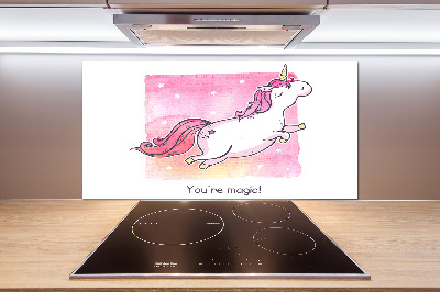 Panou sticla securizata bucatarie unicorn roz