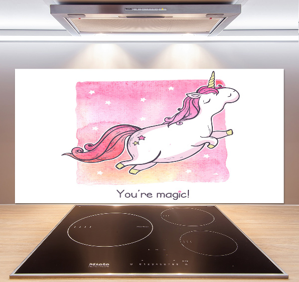 Panou sticla securizata bucatarie unicorn roz