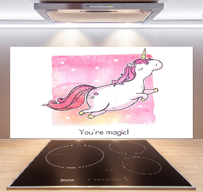 Panou sticla securizata bucatarie unicorn roz