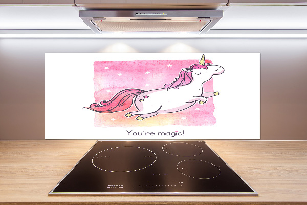 Panou sticla securizata bucatarie unicorn roz
