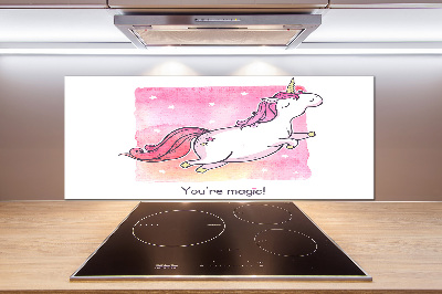 Panou sticla securizata bucatarie unicorn roz