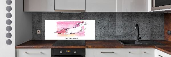 Panou sticla securizata bucatarie unicorn roz