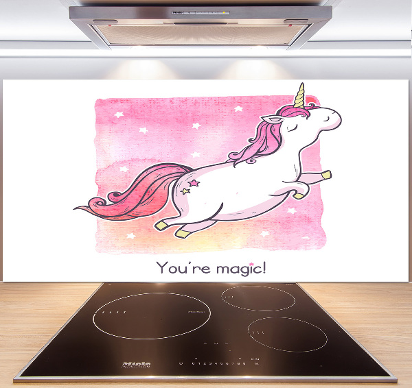 Panou sticla securizata bucatarie unicorn roz